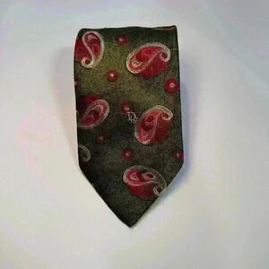 Christian Dior Monsieur Paisley Green White‎ Red Tie